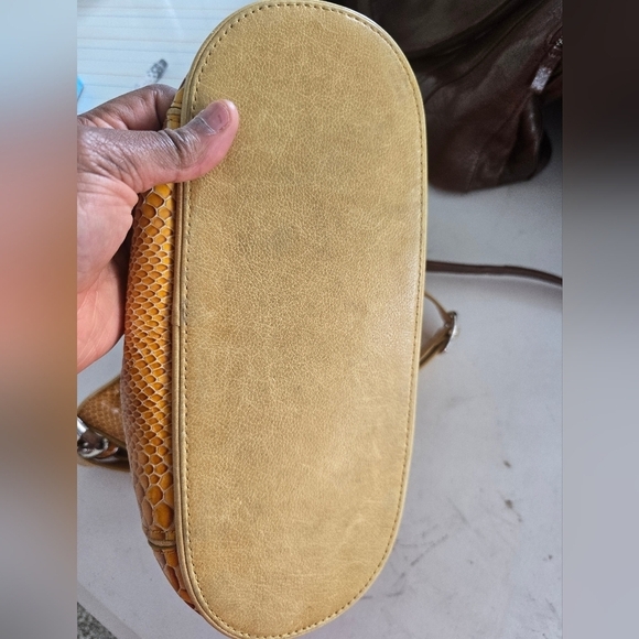 Brighton Shoulder Habdbag Women Single Strap Gold Snakeskin Print Medium Charm - Picture 8 of 16